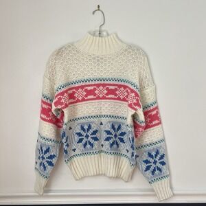 New Concepts Vintage Knit Women's Sweater Mock Neck Petite Large Granny Core